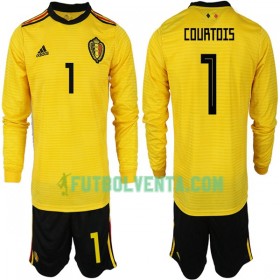 Camiseta de fútbol Bélgica COURTOIS 1 Niño 2ª equipación Mundial 2018 Manga Larga